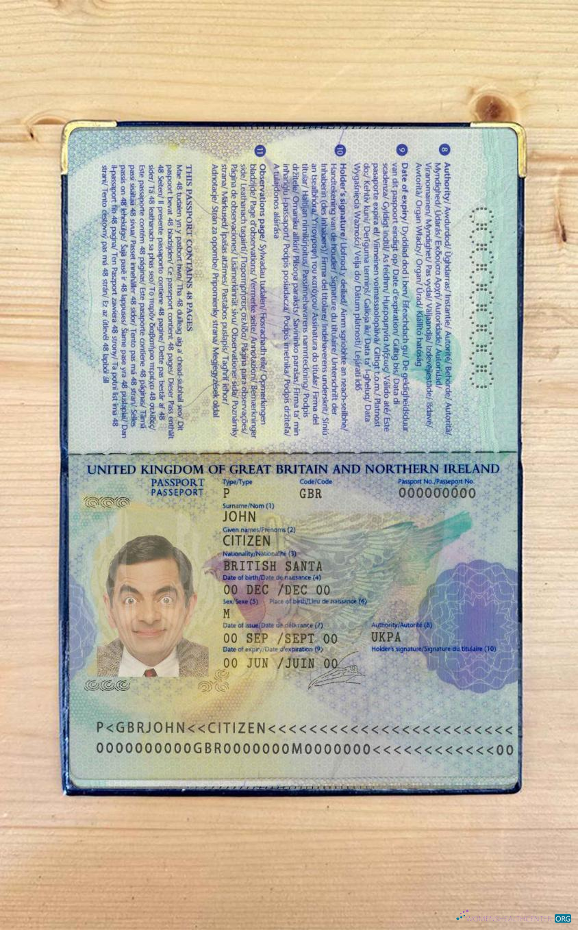 Download United Kingdom passport 2006 2010 photo look Photoshop template